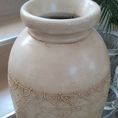 Jarrón mandala cerámica beige L 60cm - comprar online