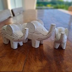Set de 3 elefantes de madera adorno - tienda online