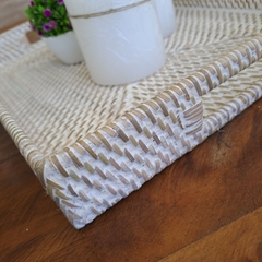 Bandeja Rattan Blanca 40x30x5cm - tienda online