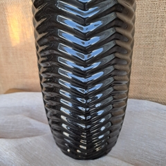Florero zigzag negro brillante cerámica 50cm - comprar online