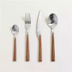 SET DE CUBIERTOS 16 PIEZAS ACERO INOX MANGO MADERA - comprar online