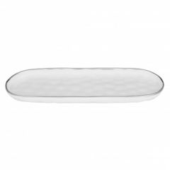Bandeja ceramica oval blanca borde plata ceramica 35cm