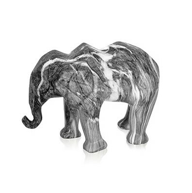 Elefante de cerámica simil marmol chico oscuro