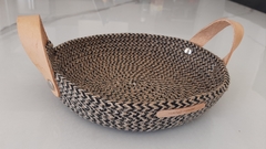 Cesto de Cuerdas circular marrón combinada 22x6cm - comprar online