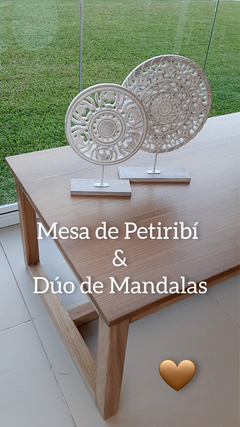 PASADENA mandala escultura madera con flores TALLADA BLANCA CHICA - tienda online