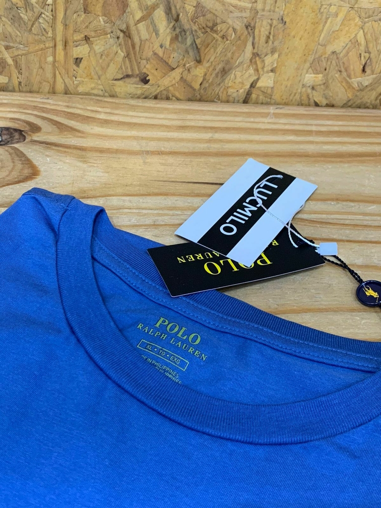 REMERA POLO RALPH LAUREN AZUL DETALLE ROSA LUCMILO