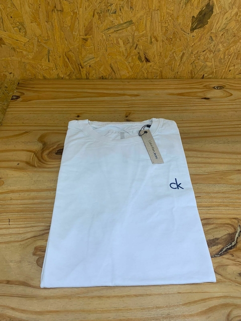 REMERA CALVIN KLEIN BLANCA LISA (LOGO AZUL)