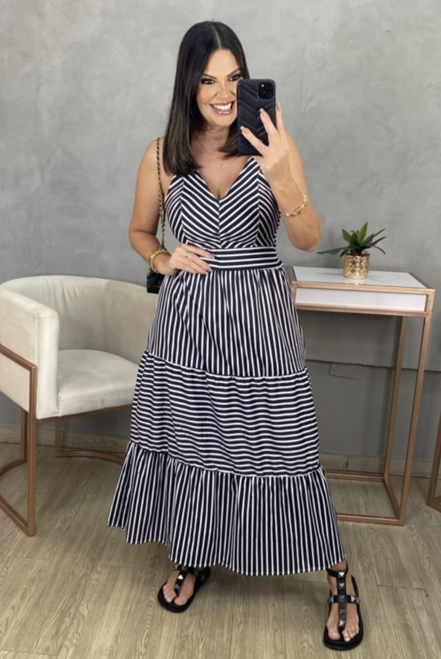 Vestido hotsell listrado midi