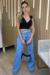 Calça Jeans Wide Leg com Lavagem Clara na internet