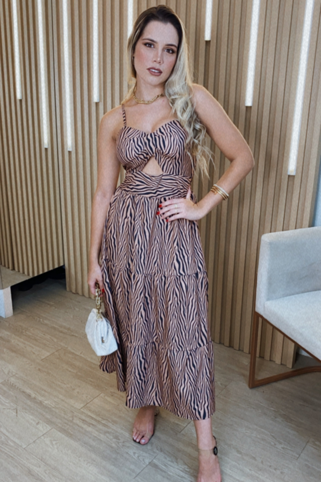 Vestido Midi com Bojo Alça Regulável