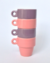 Conjunto com 4 Xícaras p/ café empilhável retrô - rosa e lilás