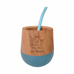 20 MATE ALGARROBO MEDIO PINTADO PERSONALIZADO CON BOMBILLA - DIA DEL MAESTRO - comprar online