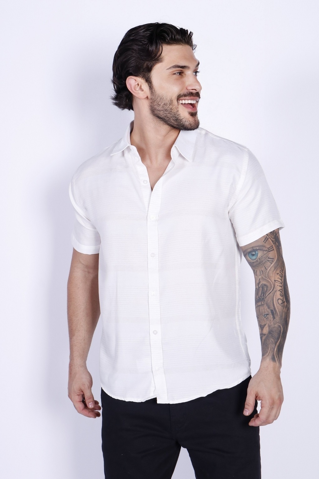 Camisa Masculina Social Manga Curta Branca