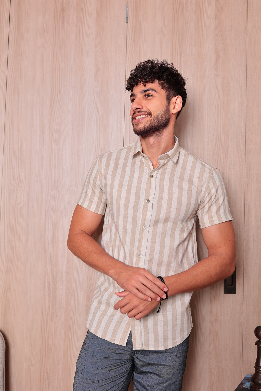 Camisa Manga Curta com Botão Masculina - Moda Verão