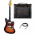 Kit Guitarra Elétrica Tagima TW-61 Sunburst Serie Woodstock + Cubo Amplificador Borne Vorax 630 25W + Cabo