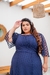 Vestido plus size esmeralda- azul marinho - Modas Elas - Vestindo Princesas