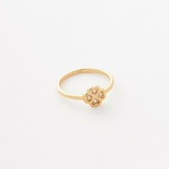 ANILLO TREBOL X1 CIRCON ORO LAMINADO 18K - comprar online