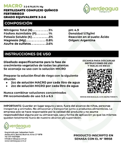Kit Nutrientes Hidroponia Verdeagua Macro, Micro y Bloom