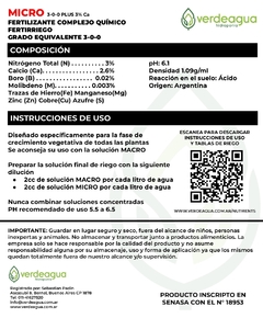 Kit Nutrientes Hidroponia Verdeagua Macro, Micro y Bloom - tienda online