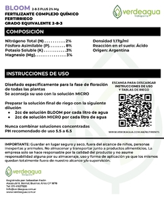 Kit Nutrientes Hidroponia Verdeagua Macro, Micro y Bloom en internet
