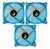 Kit 3 Cooler Fan Galaxy Led Duplo Azul Rise Mode RM-FN-01-BB