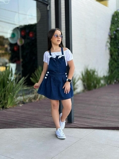 SALOPETE JEANS COM BLUSINHA JUVENIL - loja online