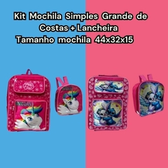 KIT MOCHILA GRANDE DE COSTAS + LANCHEIRA MENINA PERSONAGENS