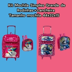 KIT MOCHILA GRANDE DE RODINHAS + LANCHEIRA MENINA PERSONAGENS - comprar online