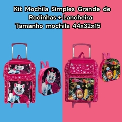 Imagem do KIT MOCHILA GRANDE DE RODINHAS + LANCHEIRA MENINA PERSONAGENS