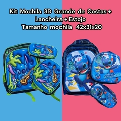 KIT MOCHILA 3D GRANDE DE COSTAS MENINA PERSONAGENS + LANCHEIRA TÉRMICA + ESTOJO - Atacado Infantil Mundo K