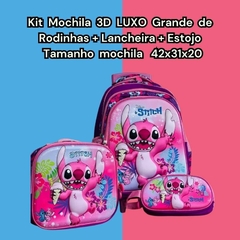 Imagem do KIT MOCHILA 3D LUXO GRANDE DE RODINHAS MENINA PERSONAGENS + LANCHEIRA TÉRMICA + ESTOJO