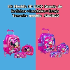 KIT MOCHILA 3D LUXO GRANDE DE RODINHAS MENINA PERSONAGENS + LANCHEIRA TÉRMICA + ESTOJO na internet