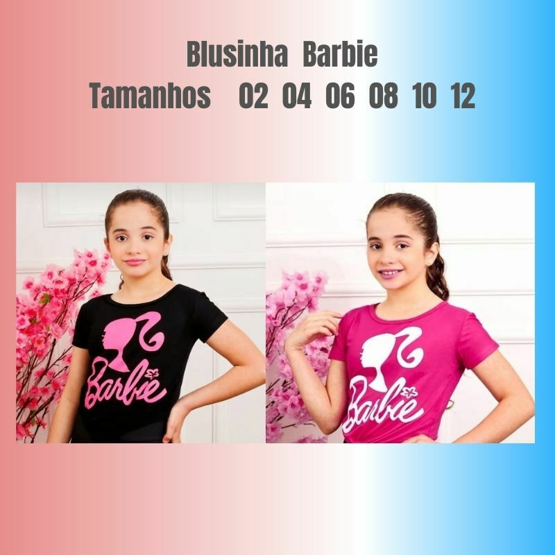 Conjunto Infantil Estampado Manga Curta Barbie Tam 4 a 10