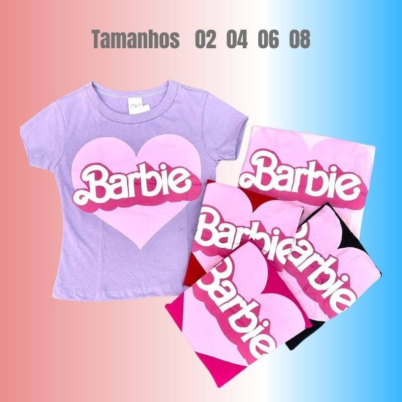 Blusa Infantil Manga Curta Estampada Barbie Tam 4 a 10