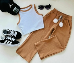 CONJUNTO CANELADO CALÇA E CROPPED na internet