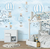 Papel de Parede Infantil Tema Urso Baloeiro Soft Baby Azul Para Decorar Quarto de Bebê