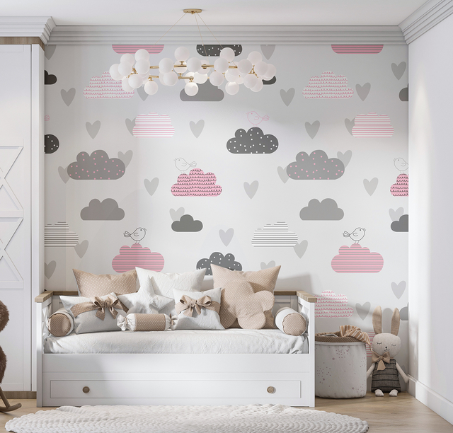 Papel de Parede para Quarto de Bebê Infantil Nuvens