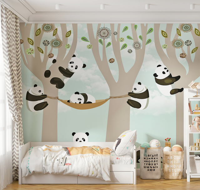 Quadro Infantil Desenho Panda Fundo Verde