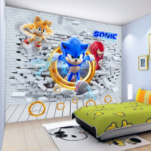 Papel De Parede Do Sonic 3d: Largura 2.00x2.00= 4m2
