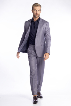 Terno Cinza Slim Fit Texturado - comprar online