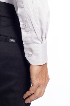 Camisa cinza claro canelada slim fit na internet