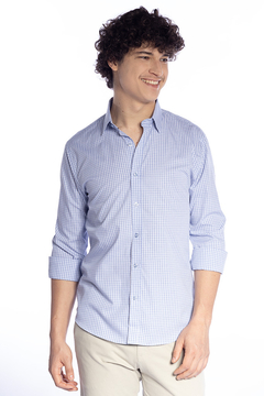 Camisa Azul Xadrez casual Slim Fit - comprar online