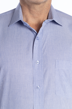 CAMISA LISTRADA AZUL COMFORT ALGODÃO FIO 50 - comprar online