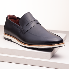 SAPATO LOAFER CASUAL EM COURO PRETO