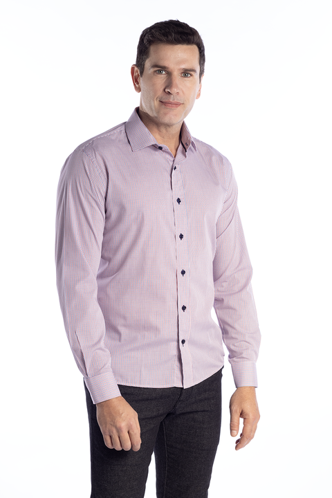 Camisa de Xadrez Slim Fit, Vermelhor Escuro