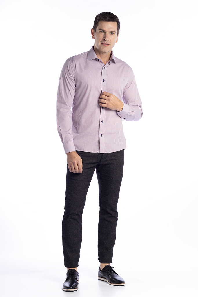 Camisa de Xadrez Slim Fit, Vermelhor Escuro