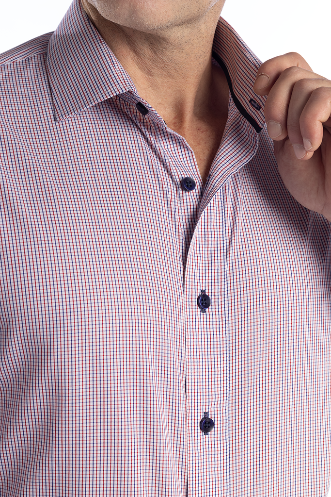 Camisa de Xadrez Comfort Fit, Vermelhor Escuro