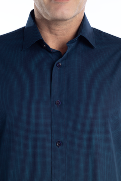 CAMISA MICRO XADREZ PETRÓLEO - comprar online