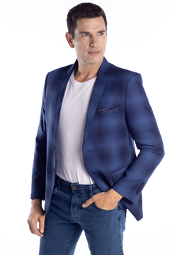 BLAZER CASUAL XADREZ AZUL