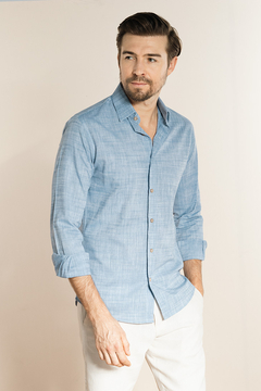 Camisa Casual texturada em algodão azul - comprar online